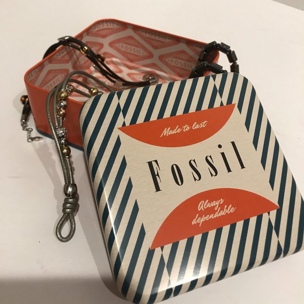 Fossil Bracelets Bundle 3 Tin Container - image 1